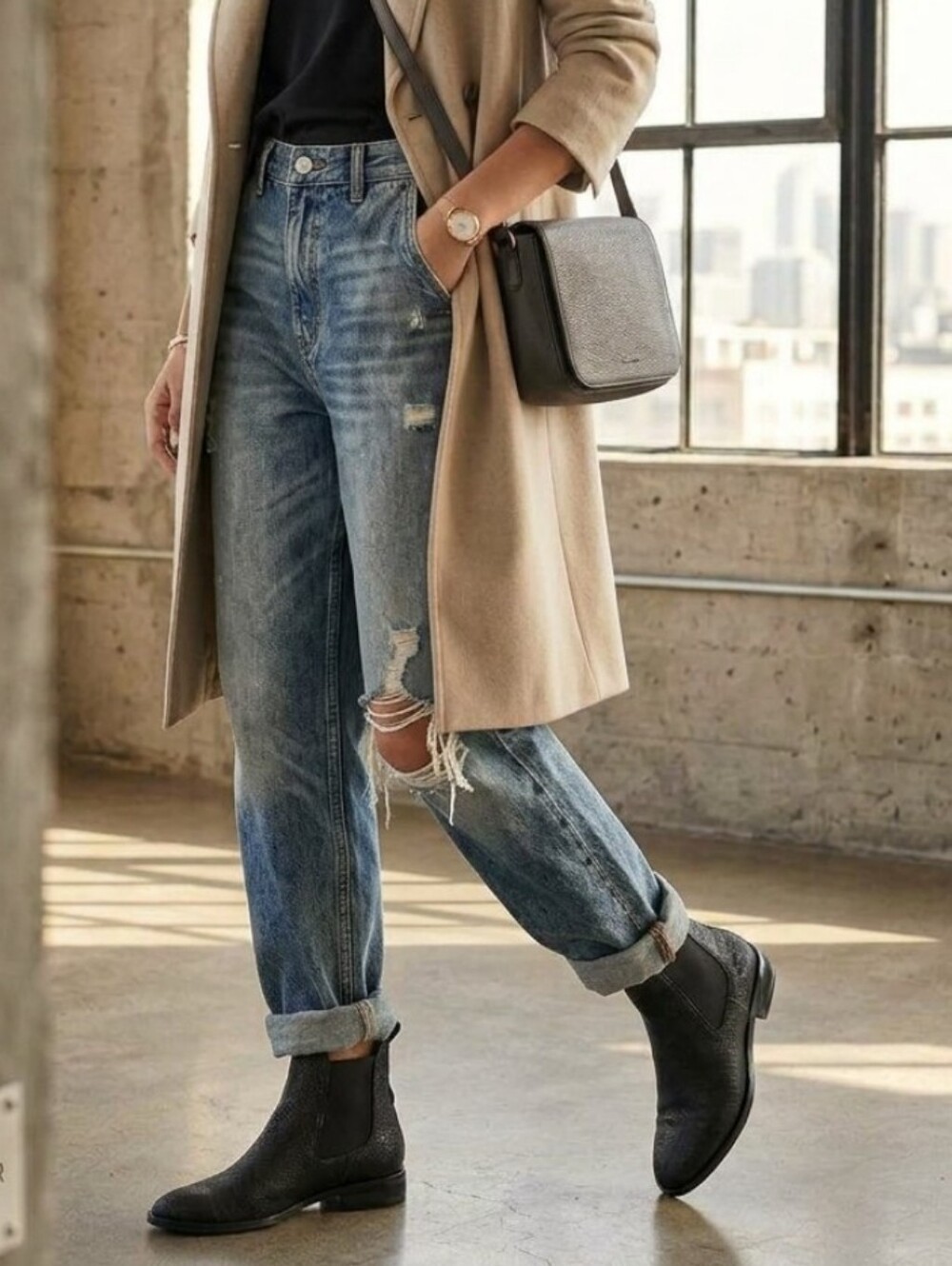 FREDA SALVADOR Off Black Handcrafted Studded Chelsea Boot Leather Lizard Edgy